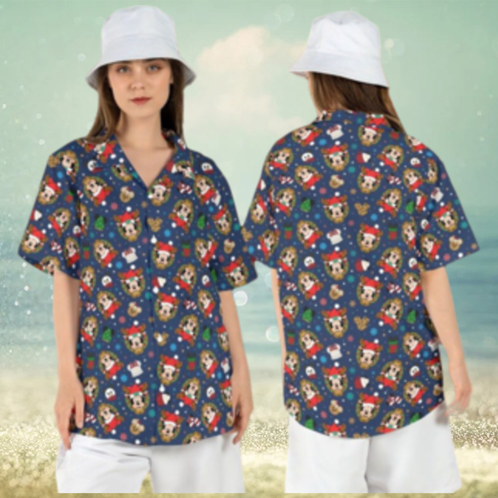 Mickey Minnie Tree Disney Christmas Hawaiian Shirts Button Xmas Holiday Aloha - Limotees