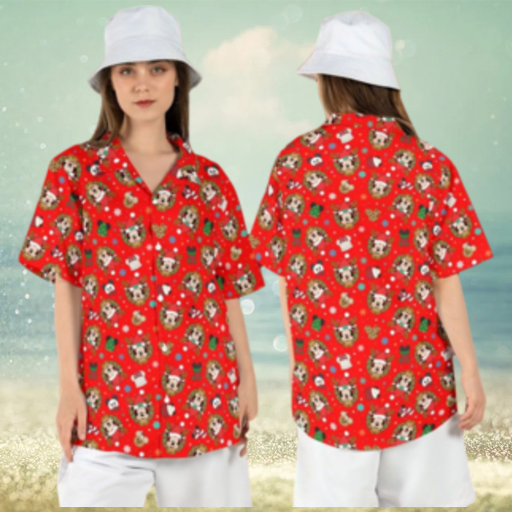 Mickey Minnie Xmas Disneyland Christmas Hawaiian Shirts Button Up Holiday Tree - Limotees