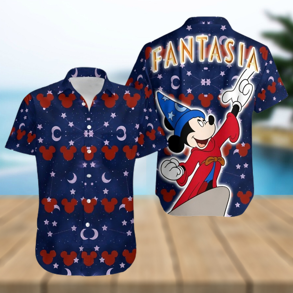 Mickey Mouse Disney Ear Pattern Fantasia Full Printing Hawaiian Shirt - Limotees