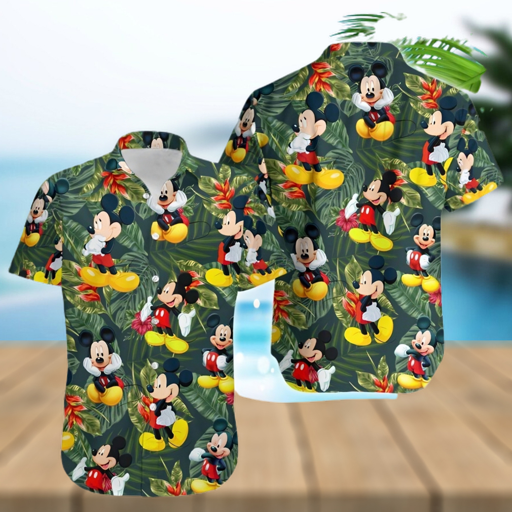 Mickey Mouse Disney Hibiscus Tropical Forest Full Printing Hawaiian Shirt - Limotees