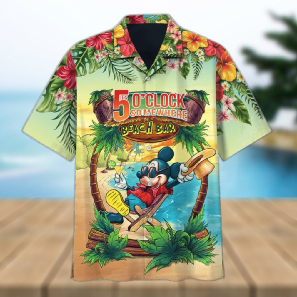 Mickey Mouse It’S 5 O’Clock Somewhere Beach Bar Hawaiian Shirt - Limotees