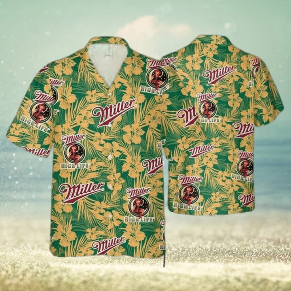 Miller High Life Funny Hawaiian Shirt Tropical Flower Pattern Gift For Beer Lovers - Limotees