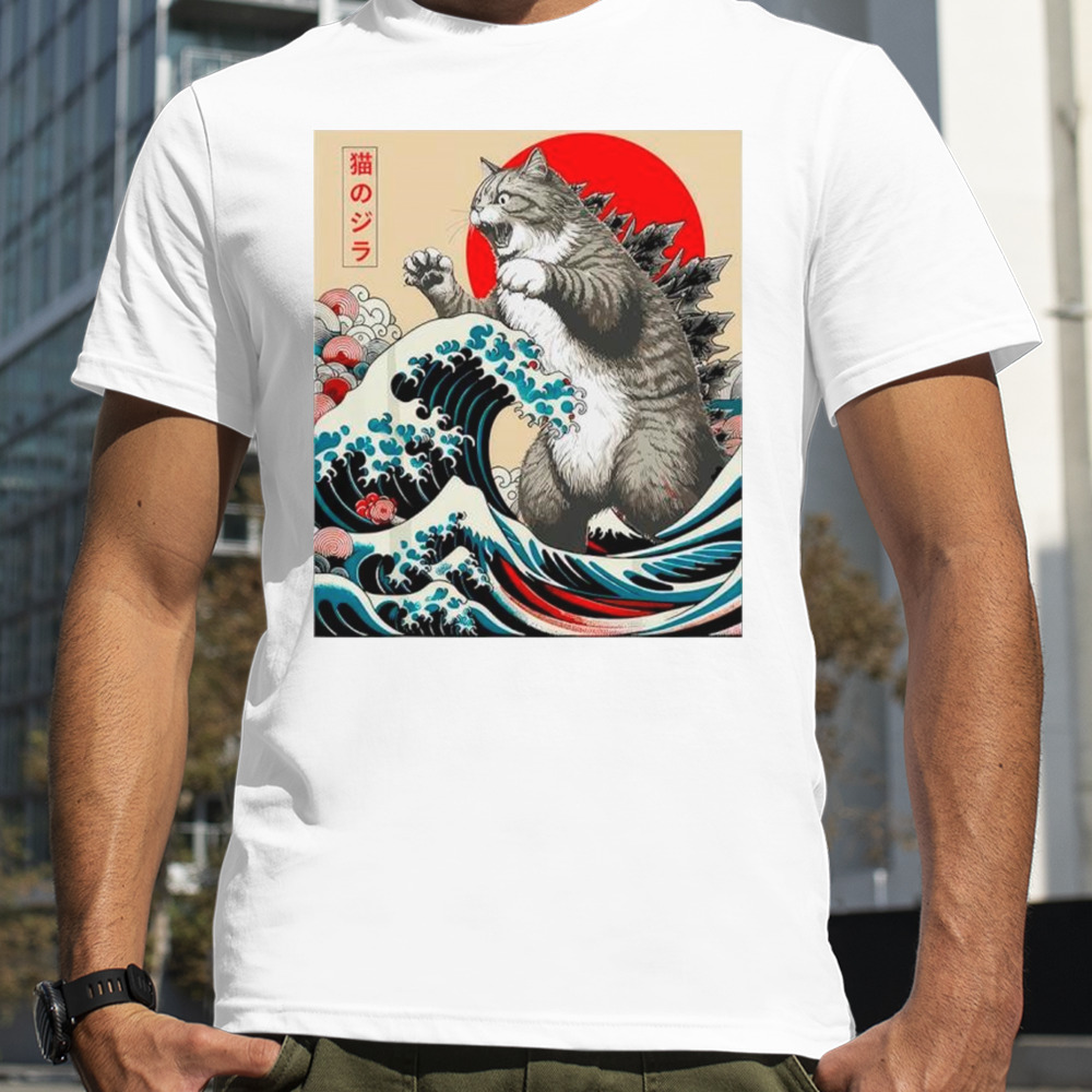 Catzilla Cat Japanese Art Funny Cat Shirt