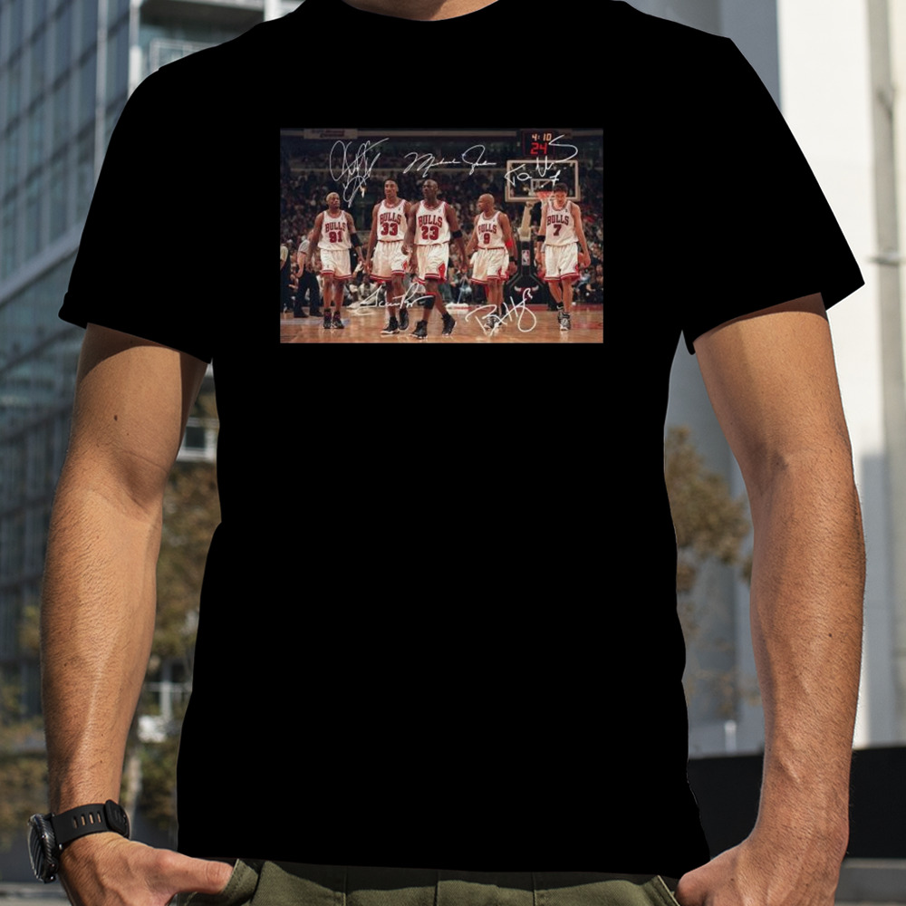 Chicago Bulls Legend Line Up Dennis Rodman Michael Jordan Scottie Pippen Signature Nba T-shirt