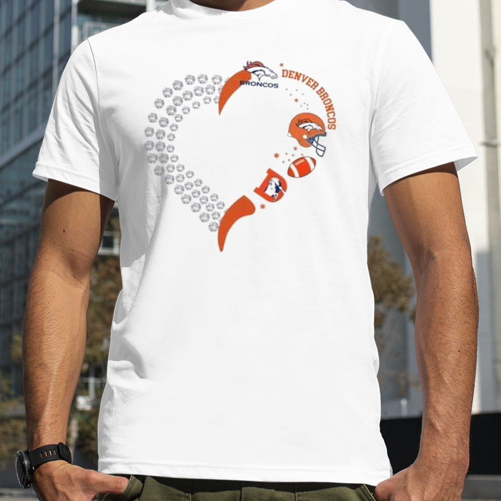 Denver Broncos Football Heart Helmet Logo Gift T-Shirt