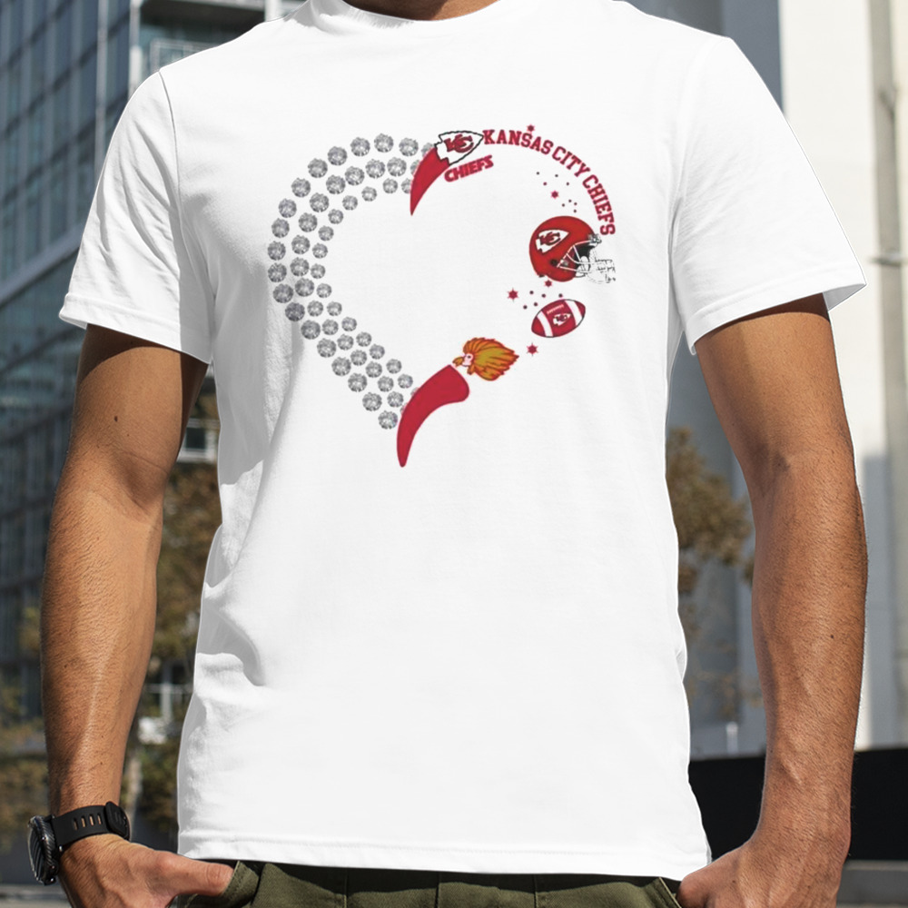 Kansas City Chiefs Football Heart Helmet Logo Gift T-shirt