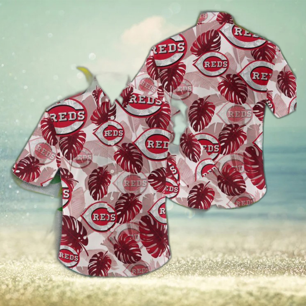 MLB Cincinnati Reds Logo Leaf 3D Hawaiian Shirt For Fans Gift Summer - Limotees