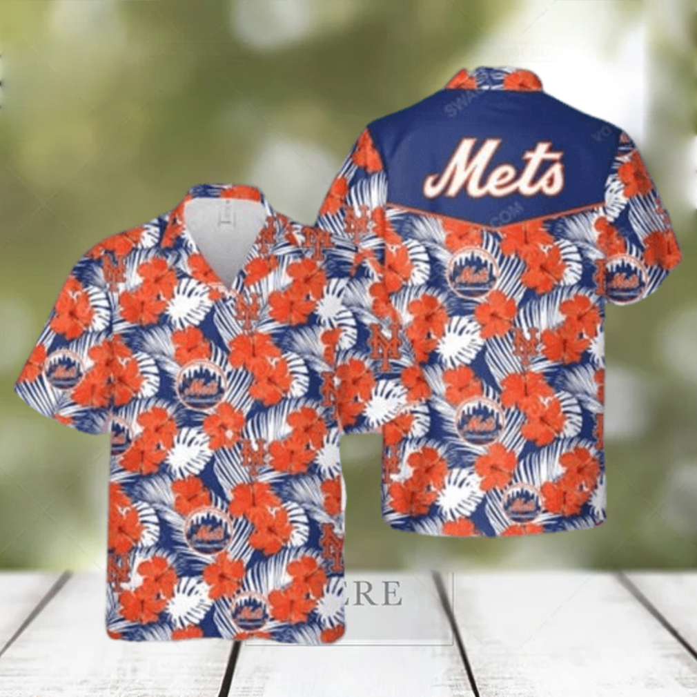 MLB New York Mets Hawaiian Shirt Aloha Shirt Hibiscus Flowers Pattern Beach Gift For Him - Limotees