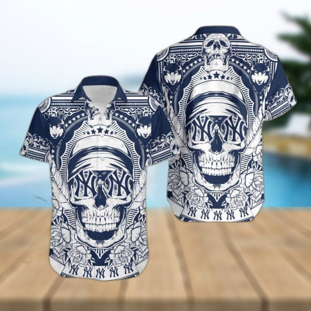 MLB New York Yankees Skull Skull Diamon Halloween Hawaiian Shirt For Fans - Limotees