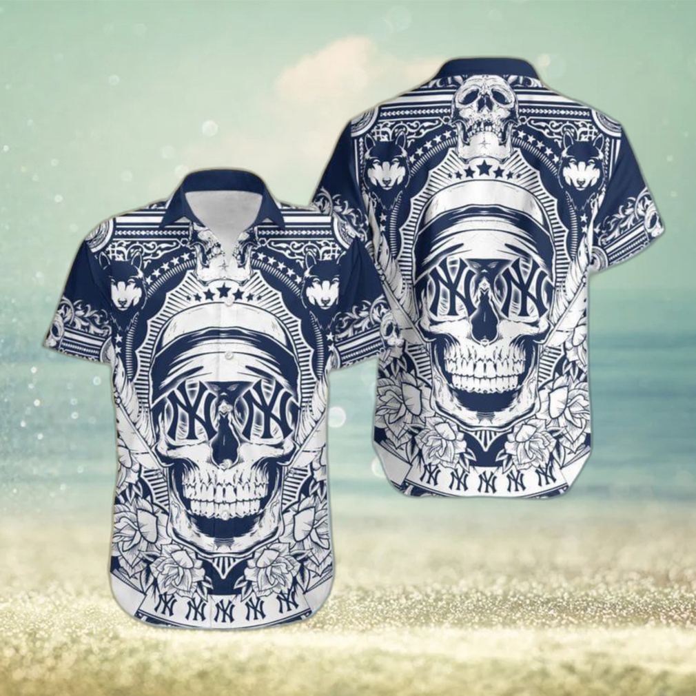 MLB New York Yankees Skull Skull Diamon Hawaiian Shirt Gift For Halloween - Limotees