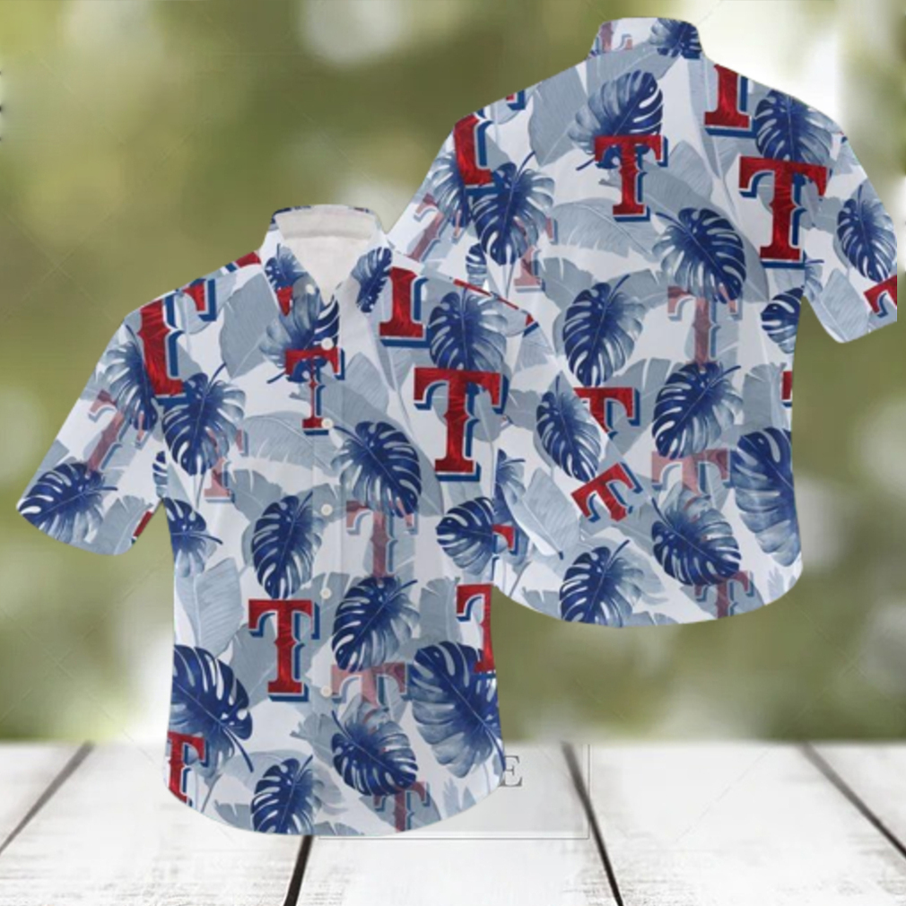 MLB Texas Rangers Logo Leaf 3D Hawaiian Shirt For Fans Gift Summer - Limotees