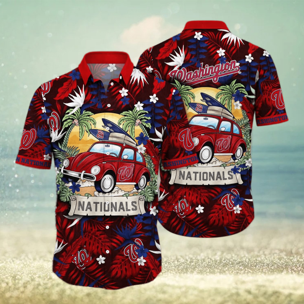 MLB Washington Nationals Hawaiian Shirt Palm Leaves Pattern Summer Aloha - Limotees