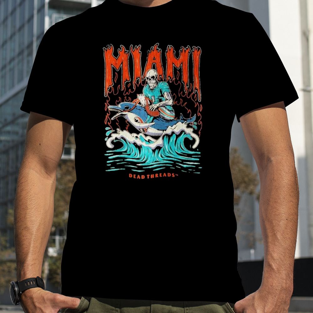 Miami Dolphins Tua Tagovailoa Football Skeleton Dead Threads T-Shirt