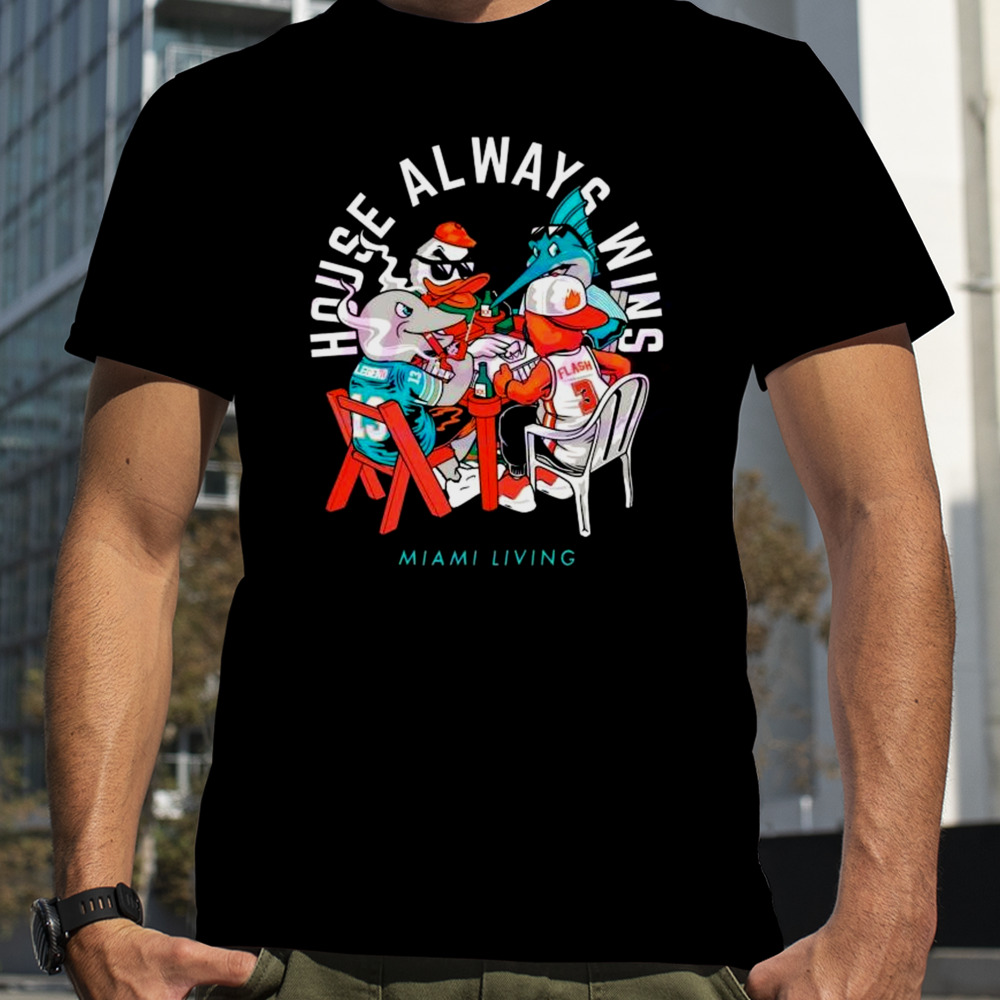 Miami Sports Mascot House Always Wins Miami Living Vintage T-shirt