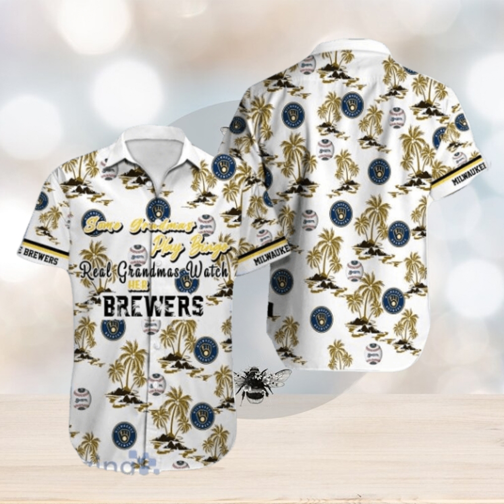 Milwaukee Brewers MLB Coconut Pattern White Hawaiian Shirt - Limotees