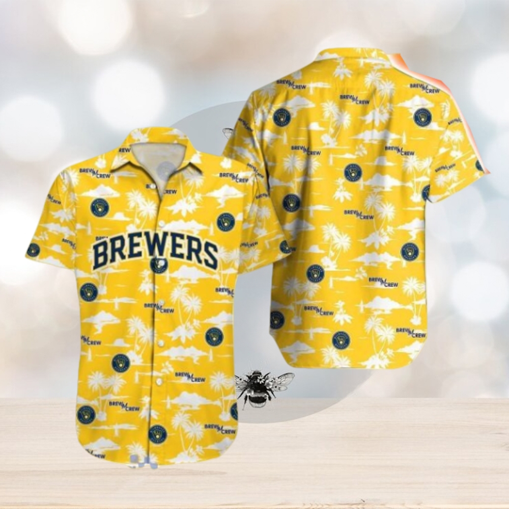 Milwaukee Brewers MLB Coconut Pattern Yellow Hawaiian Shirt - Limotees