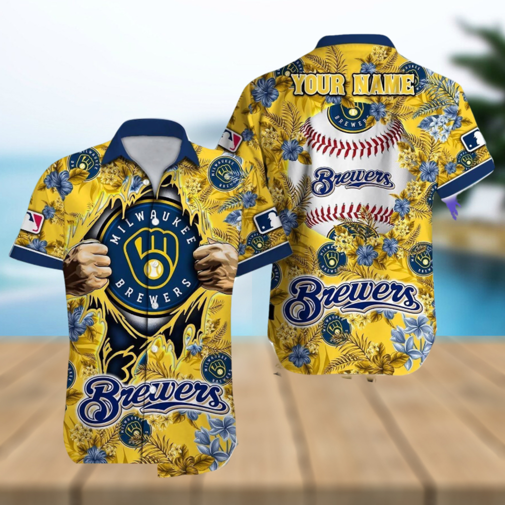 Milwaukee Brewers MLB Custom Name Aloha 3D Hawaiian Shirt Summer Gift - Limotees