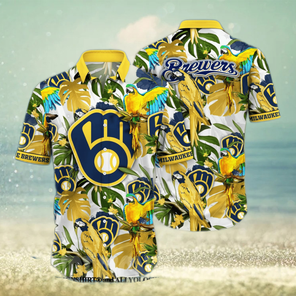 Milwaukee Brewers MLB Floral Full Printed Unisex Hawaiian Shirt - Limotees