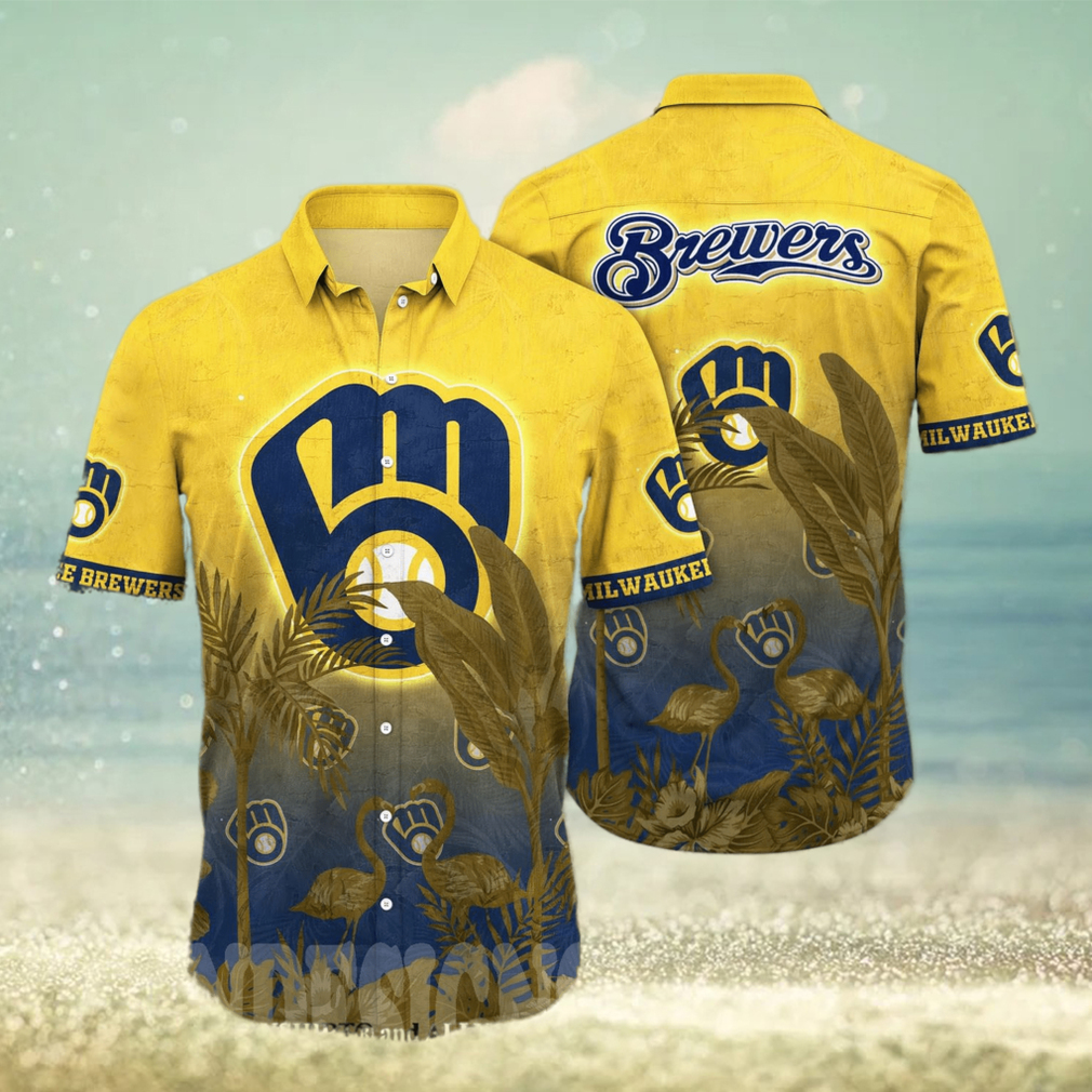 Milwaukee Brewers MLB Floral Full Printing 3D Hawaiian Shirt - Limotees