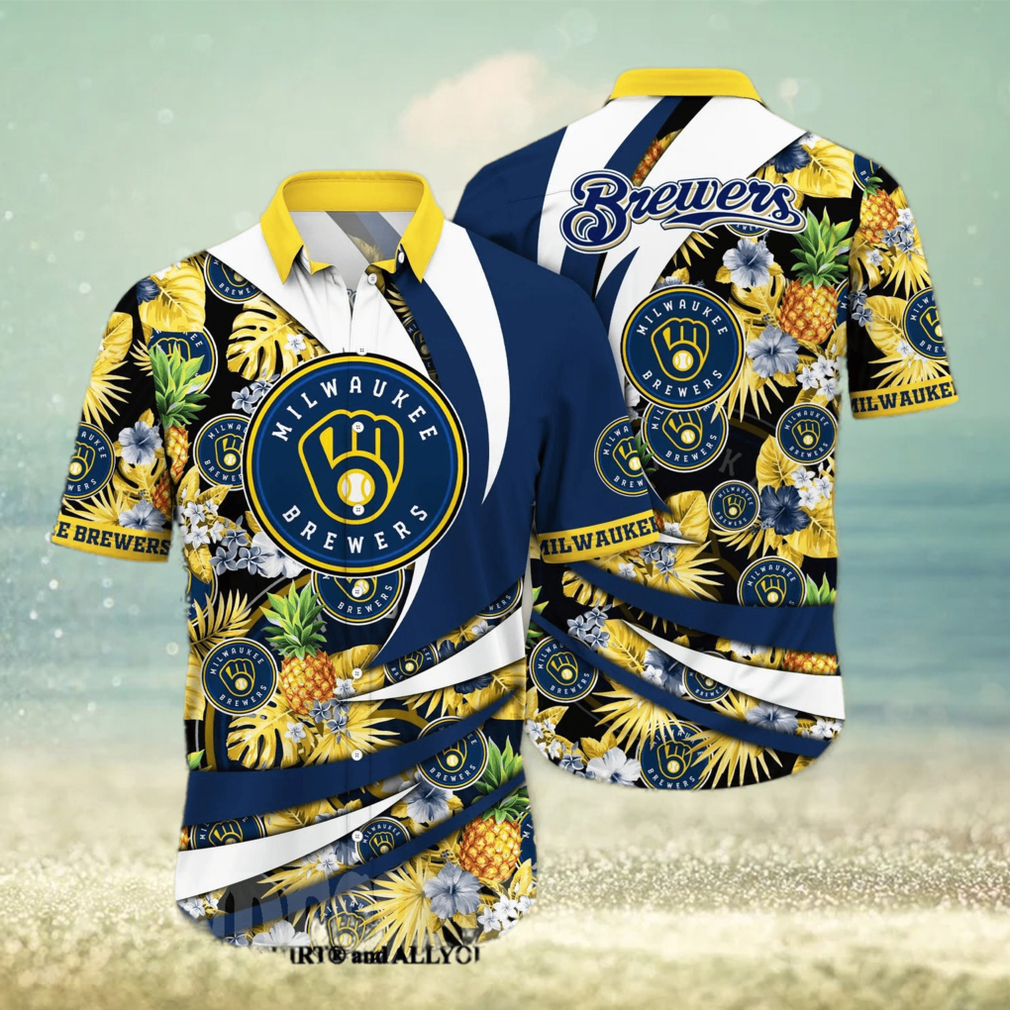 Milwaukee Brewers MLB Flower All Over Printed 3D Hawaiian Shirt - Limotees