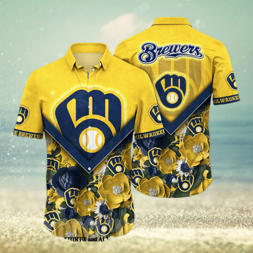 Milwaukee Brewers MLB Flower Classic All Over Printed Hawaiian Shirt - Limotees