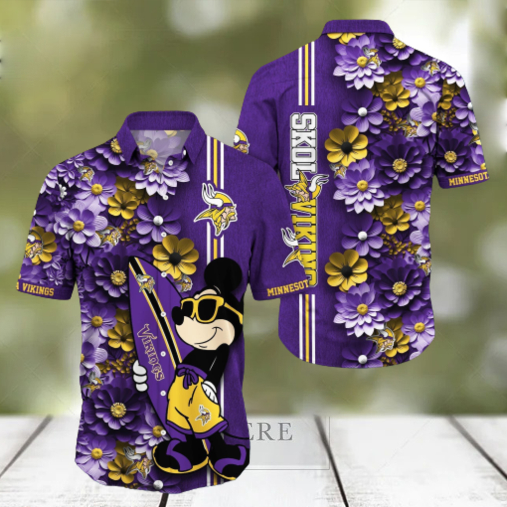 Minnesota Vikings Aloha Mick Pattern Hawaiian Shirt For Fans - Limotees