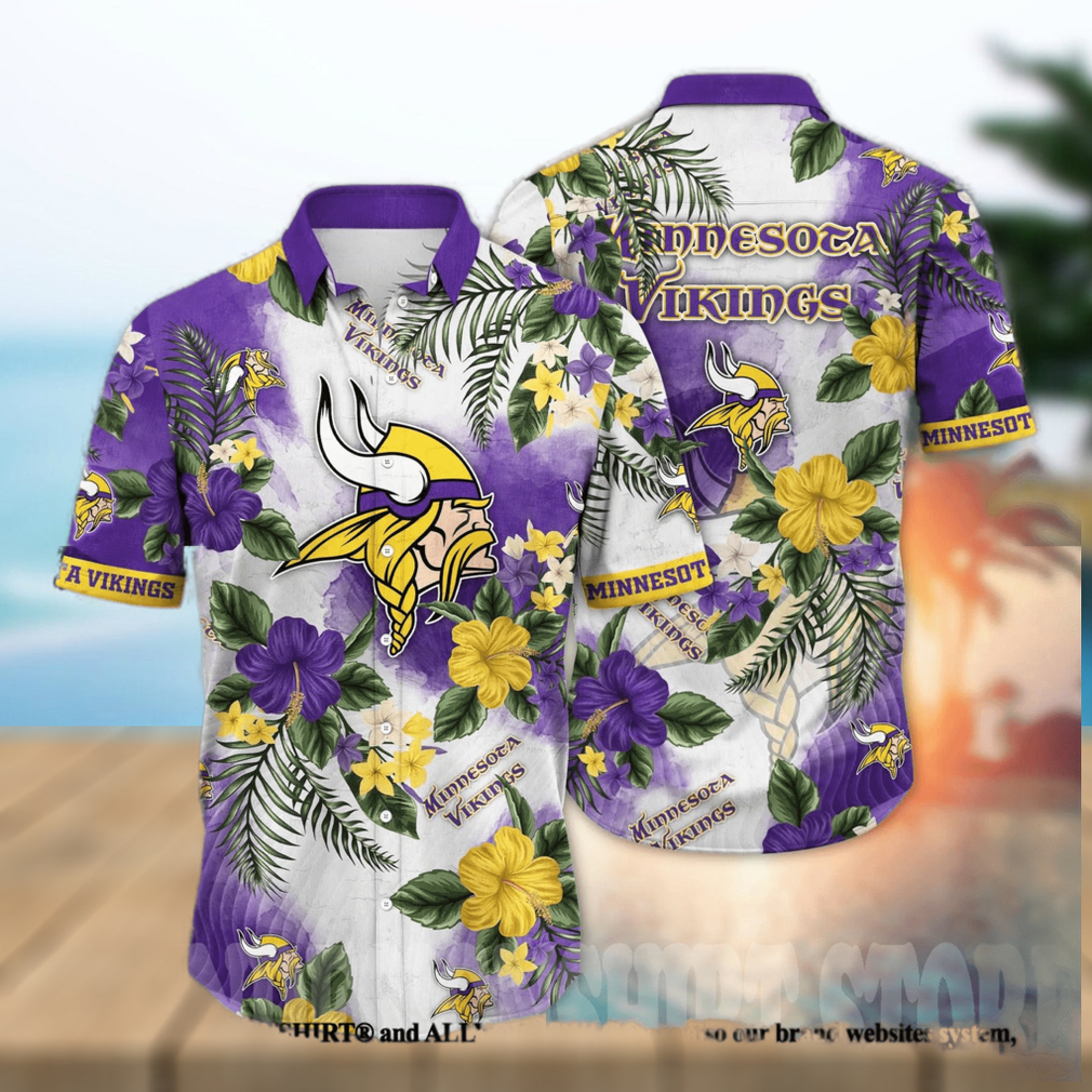 Minnesota Vikings NFL Flower 3D Full Print Hawaiian Shirt - Limotees