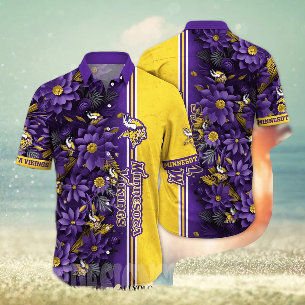 Minnesota Vikings NFL Flower 3D Hawaiian Shirt - Limotees