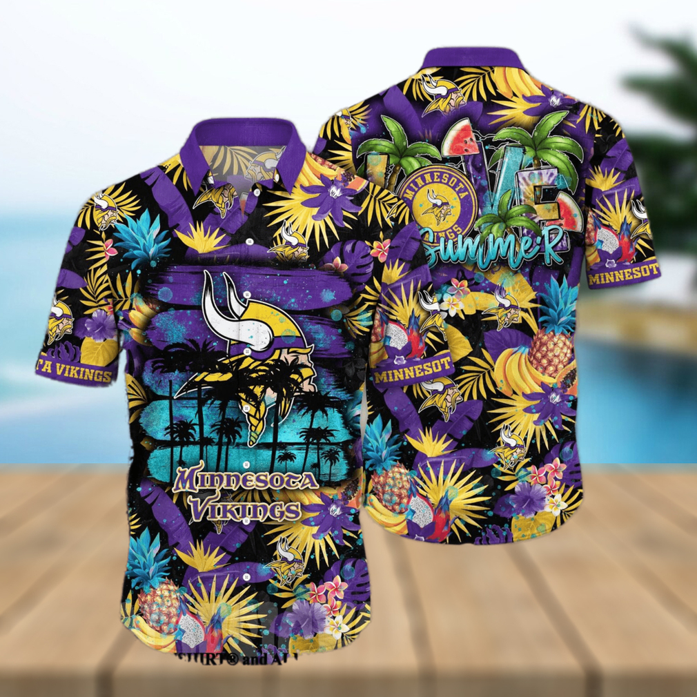 Minnesota Vikings NFL Flower Classic All Over Print Hawaiian Shirt - Limotees