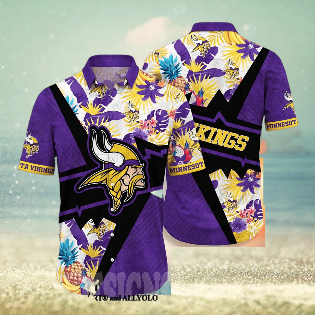 Minnesota Vikings NFL Flower Classic Full Print Hawaiian Shirt - Limotees