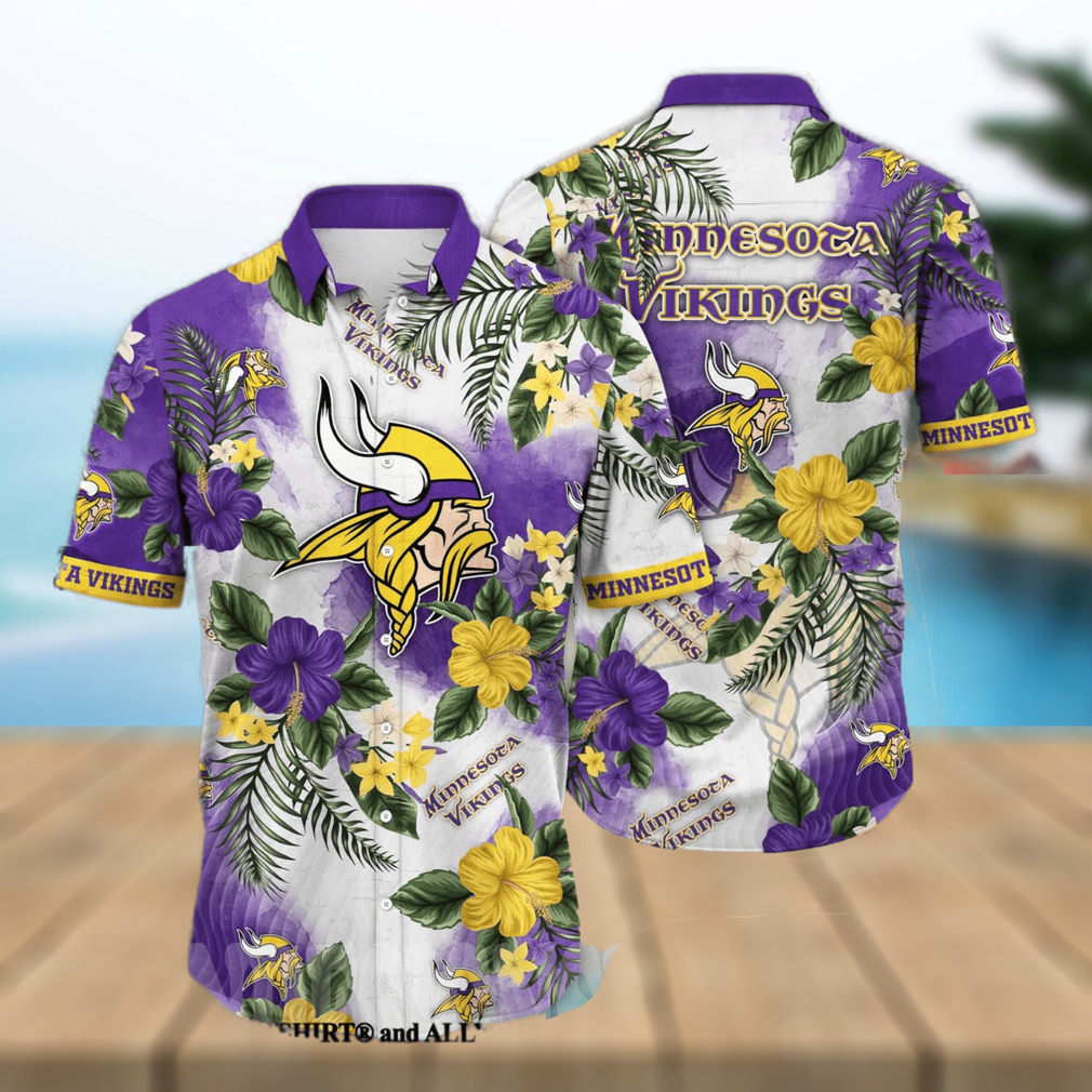 Minnesota Vikings NFL Flower Full Print Classic Hawaiian Shirt - Limotees