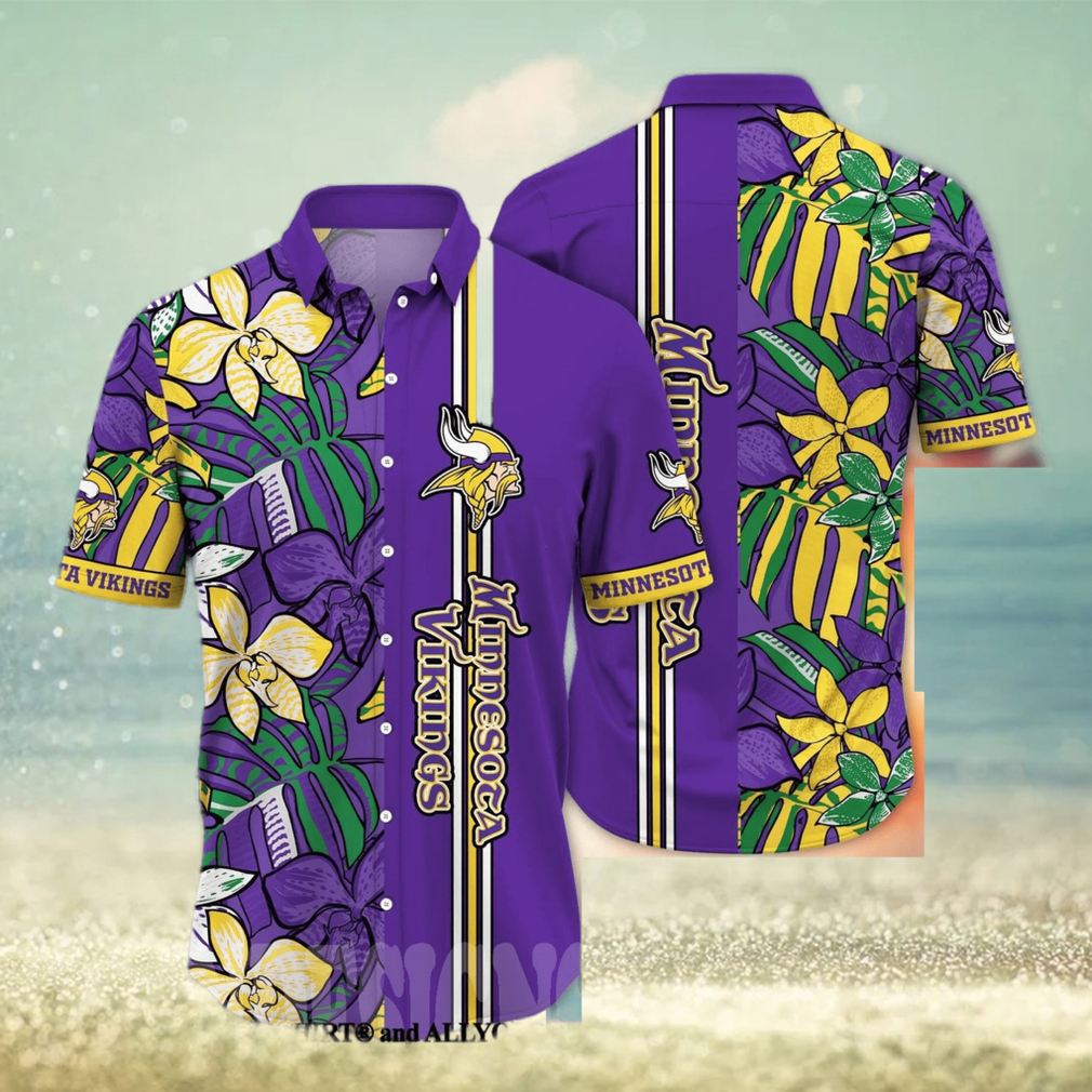 Minnesota Vikings NFL Flower Full Printed 3D Hawaiian Shirt - Limotees