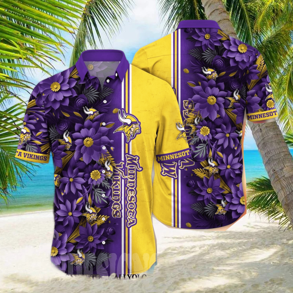 Minnesota Vikings NFL Flower Tropical All Over Printed Unisex Hawaiian Shirt - Limotees