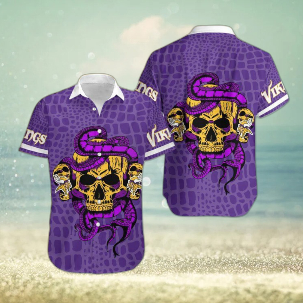 Minnesota Vikings Snake And Skull Octopus Hawaiian Shirt Gift For Halloween - Limotees