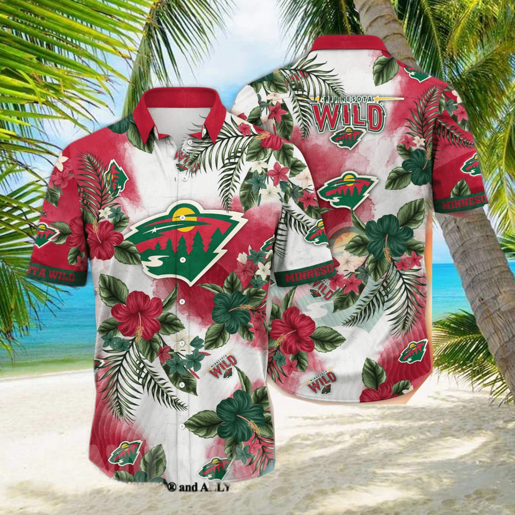 Minnesota Wild NHL Flower All Over Print Unisex Hawaiian Shirt - Limotees