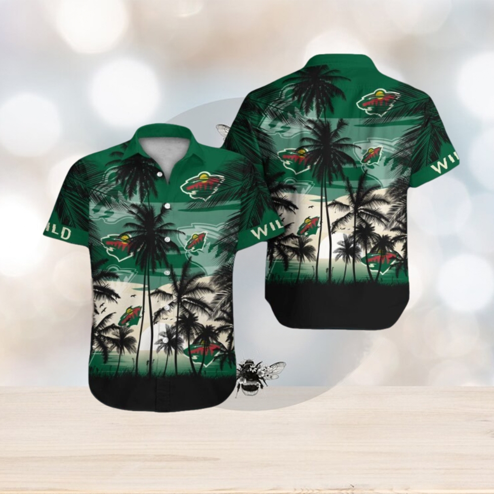 Minnesota Wild Short Sleeve Button Up Tropical Shirt Hawaiian Shirt - Limotees