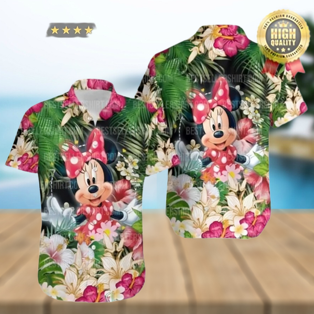 Minnie Mouse Pink Floral Pattern Disney Hawaiian Shirt - Limotees