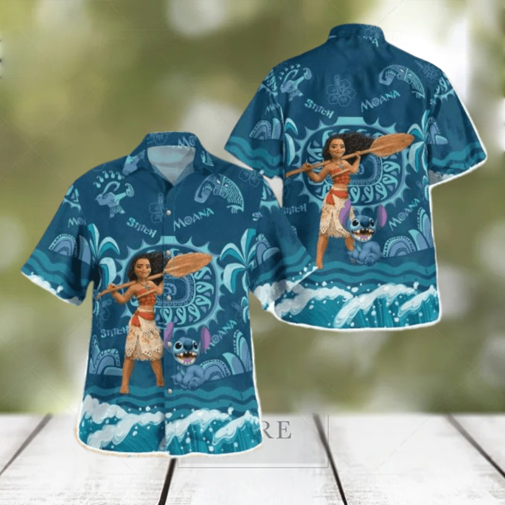 Moana And Stitch Tropical Hawaiian Shirt - Limotees