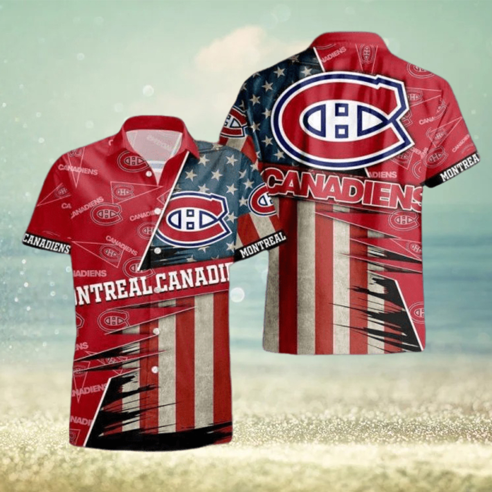 Montreal Canadiens American Flag Logo Hawaiian Shirt Vacation Gift For Men And Women Gift - Limotees