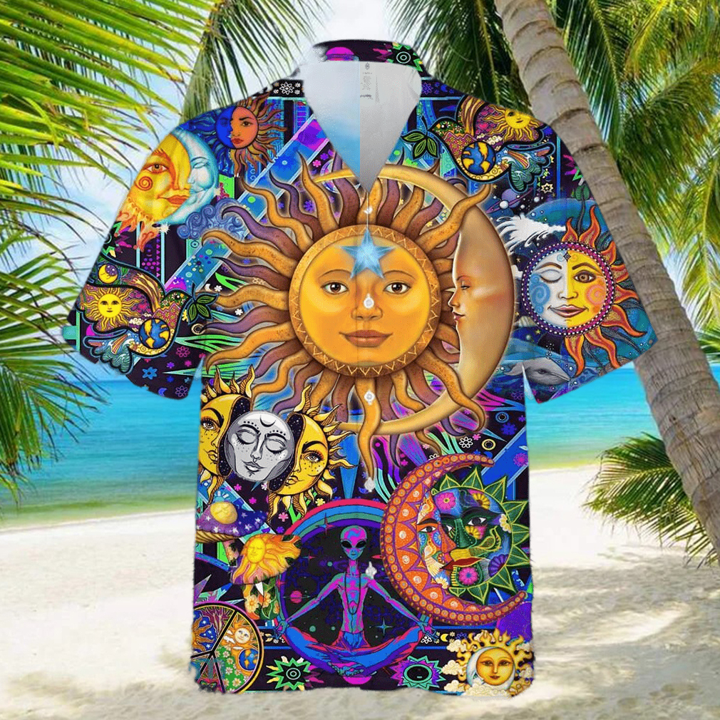 Moon Embracing The Sun Hippie Unisex 3D Full Printed Hawaiian Shirt Gift For Men And Women - Limotees