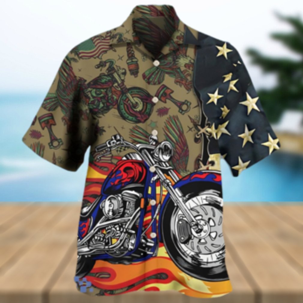 Motorcycle US Flag Hawaiian Shirt - Limotees