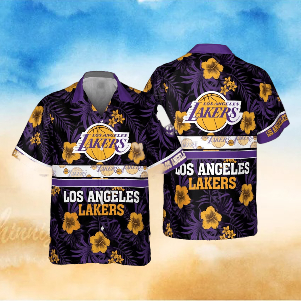 NBA Los Angeles Lakers Hawaiian Shirt Hibiscus Flowers Gift For Beach Trip - Limotees