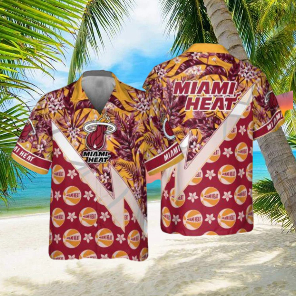 NBA Miami Heat Tropical And Basketball Pattern Print Hawaiian Shirt - Limotees