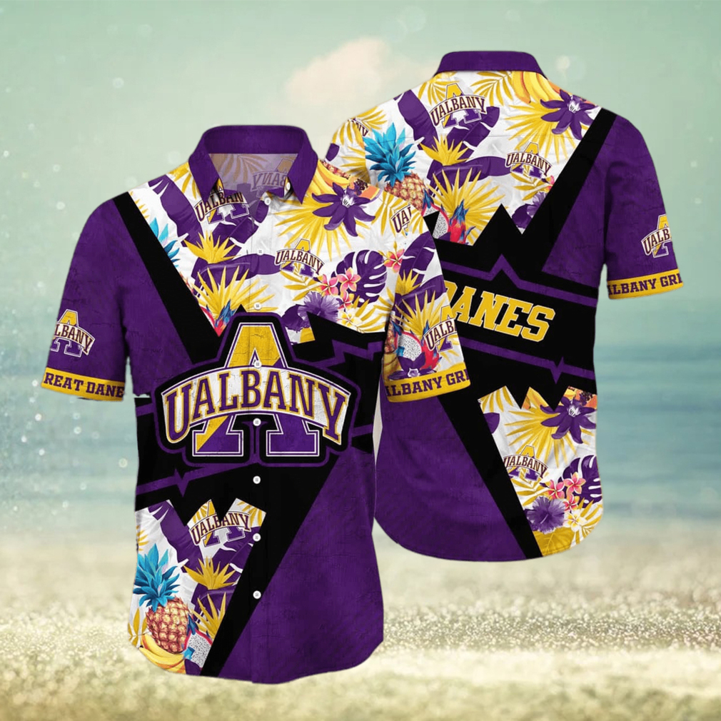 NCAA Albany Great Danes Hawaiian Shirt Flower And For Fans - Limotees