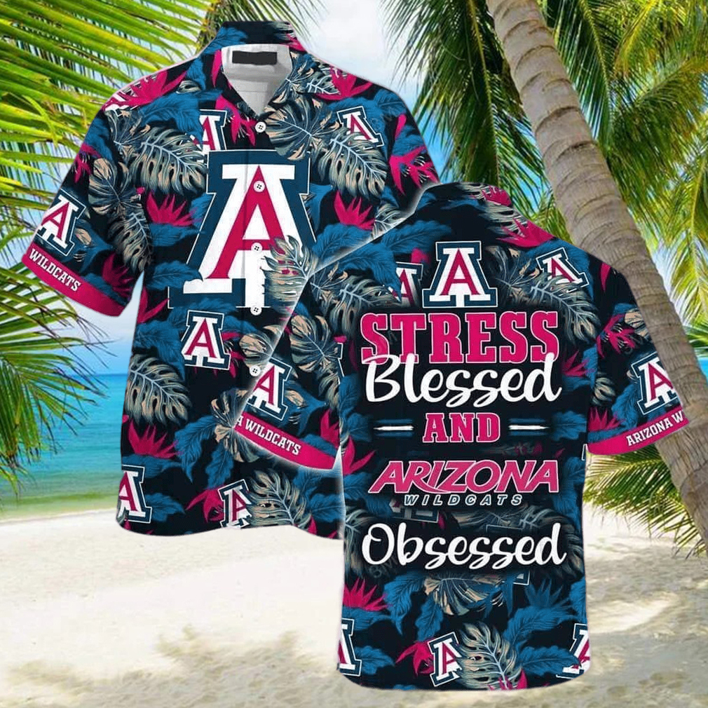 NCAA Arizona Wildcats Hawaiian Shirt Tropical Aloha Stress Blessed Obsessed - Limotees