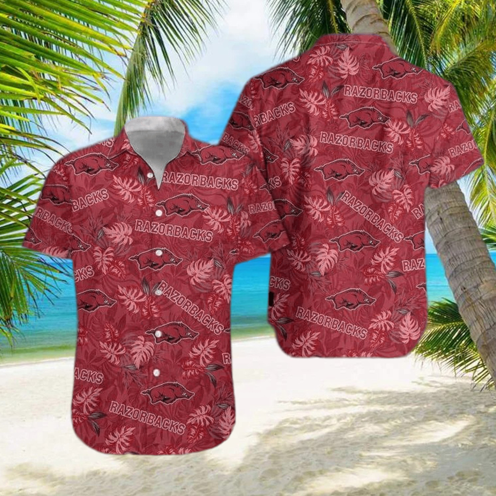 NCAA Arkansas Razorbacks Hawaiian Shirt Palm Leaves Pattern Summer Beach Gift - Limotees