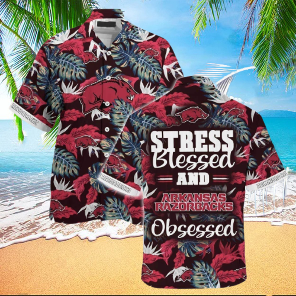 NCAA Arkansas Razorbacks Hawaiian Shirt Summer Aloha Stress Blessed Obsessed hawaiian shirt - Limotees