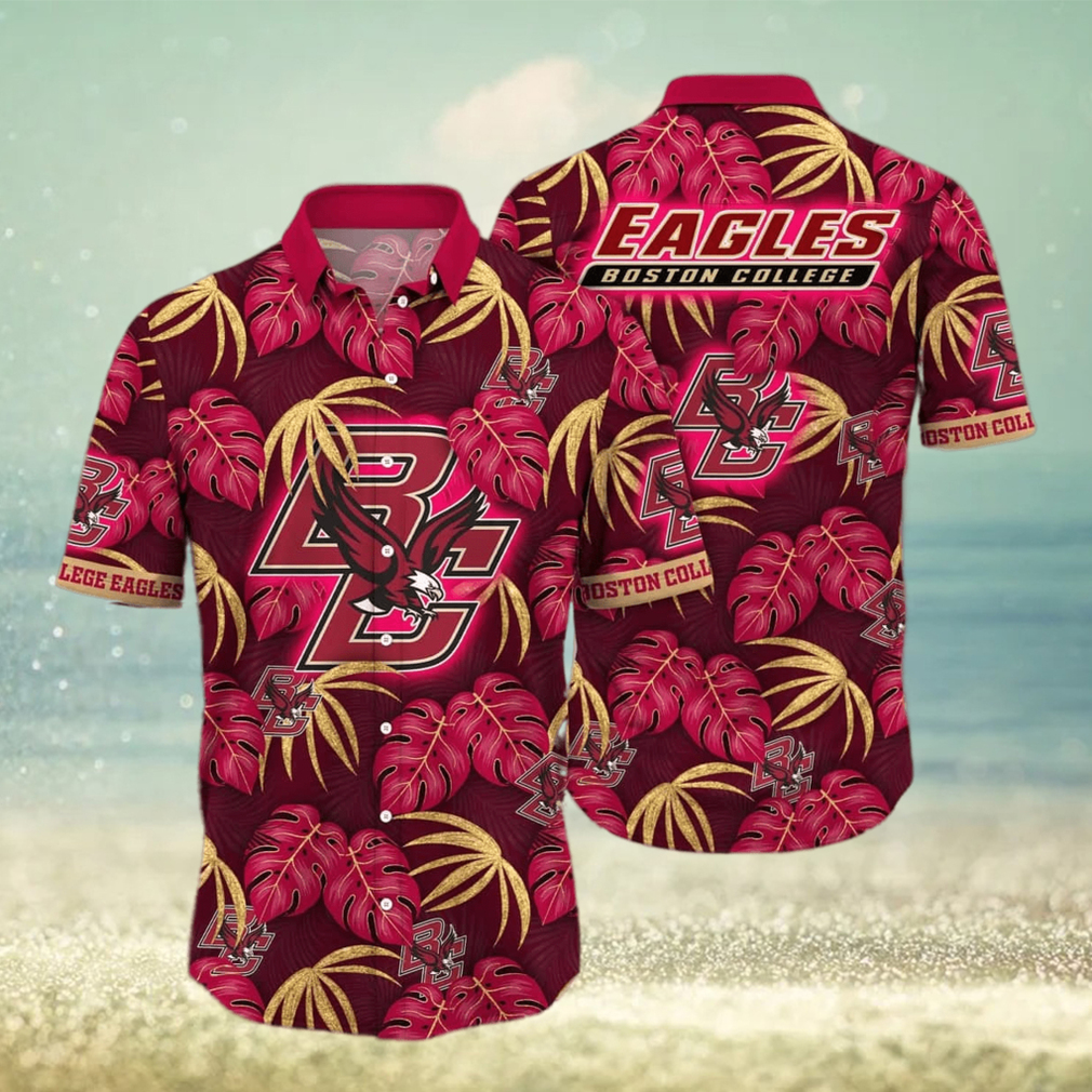 NCAA Boston College Eagles Hawaiian Shirt Palm Leaves Pattern Best Beach Gift - Limotees