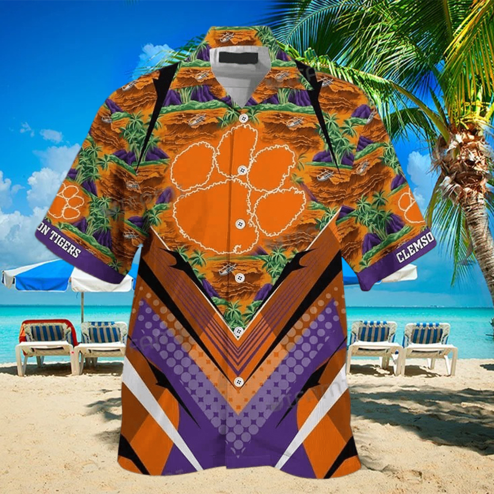 NCAA Clemson Tigers Hawaiian Shirt Summer Aloha Palm Mountain Gift For Beach Trip - Limotees