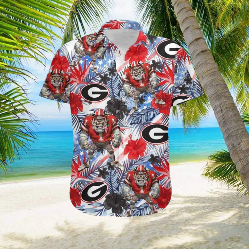 NCAA Georgia Bulldogs UGA Hawaiian Shirt,Aloha Shirt,Tropical Flora Beach Lovers Gift - Limotees